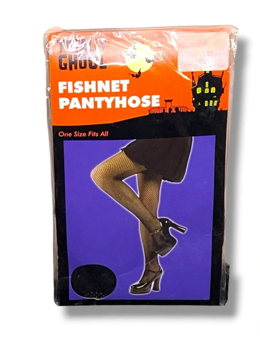 Vintage 90s Totally Ghoul Black Fishnet Stockings Pantyhose New NWT Goth Pinup